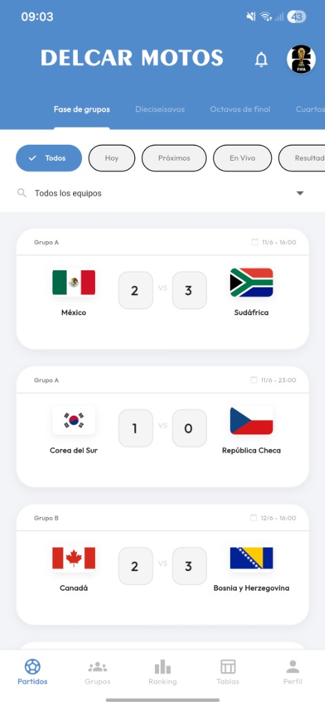 Penca Delcar App Screenshot